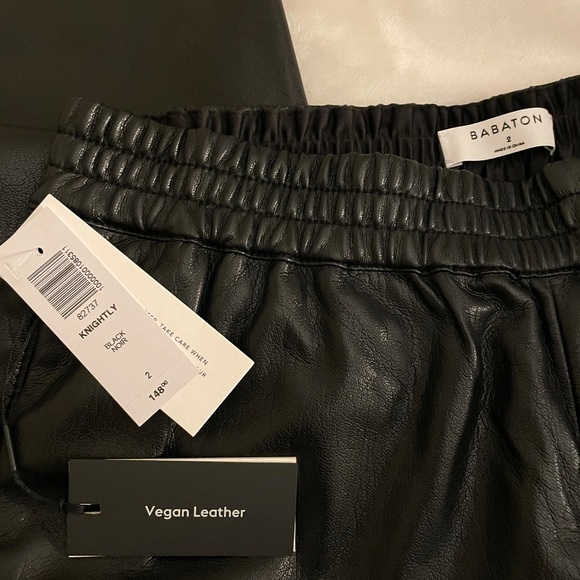 NWT Aritzia Babaton Knightly black vegan leather pants, size 2 - Picture 2 of 4